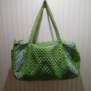Large Vera Bradley Apple Green Daisy Travel Duffel